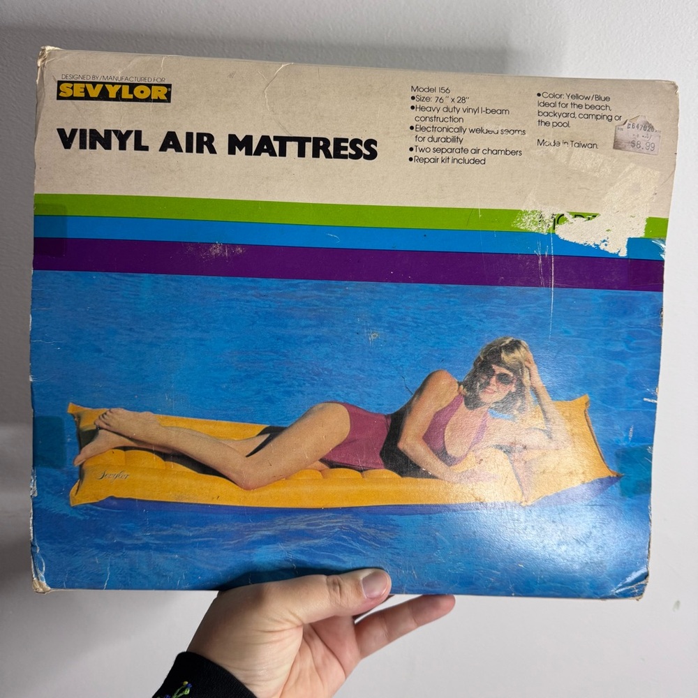 Vintage Sevylor Vinyl Air Mattress 1970s Model 156 w Box Retro Pool Float